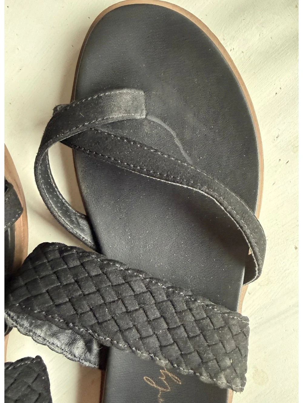 Wonderly Black Braided Strap Slide Sandals Size 6